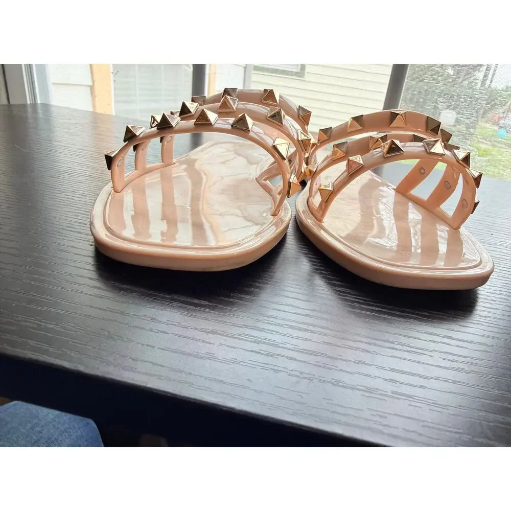 Reserved Footwear Nude Studded Jelly Slide Sandals Women’s Size 8